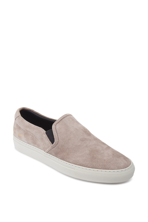 Warm Gray Suede Slip-On Sneaker